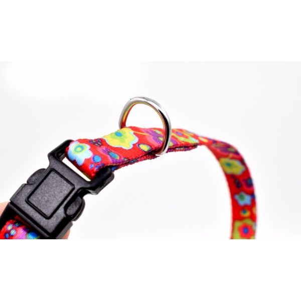 Adjustalbe 1 Inch Dog Bone Pattern Pet Training Nylon Collar Neck 14"-22"