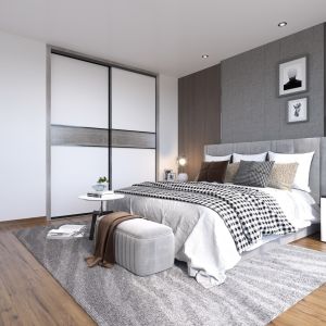 Quality Matt Grey Modern Built In Sliding Wardrobes180cm E1 Standard Chipboard for sale