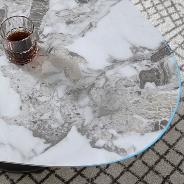 12mm Thick Ellipse Rock Top Coffee Table Anti Collision For Living Room