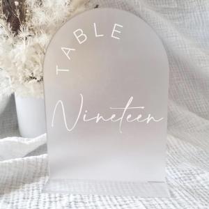 China Acrylic transparent arch semicircle digital Place card DIY blank party decorations wedding table card Document camera card on sale