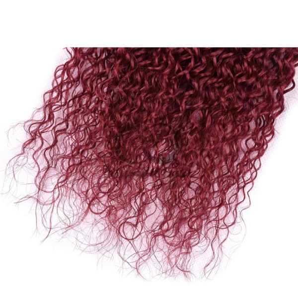 Burgundy Kinky Curly Remy Human Hair Bundles Sew In Weave Bundles Brazilian Bundle Deals