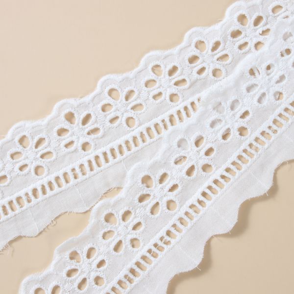 Polyester Embroidery Lace Fabric White Embroidery Lace Trim For Dress