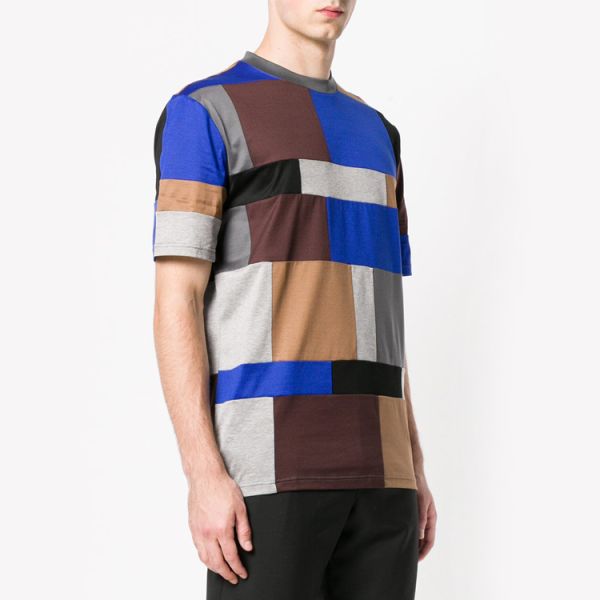 Summer Mens Casual T Shirts , Multi Color Block T Shirt Size XS-XXXXXL