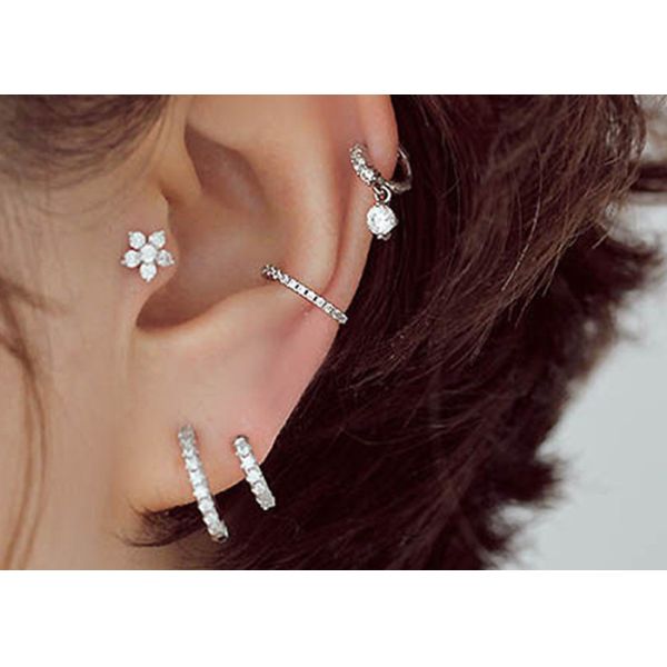 OEM Triangle White Gold Septum Ring with 0.1ct 1.3mm Diamonds