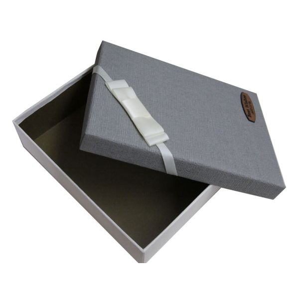Grey keepsake Gift Boxes 1200 gsm Cardboard Ribbon Bow Decrating Leather Logo