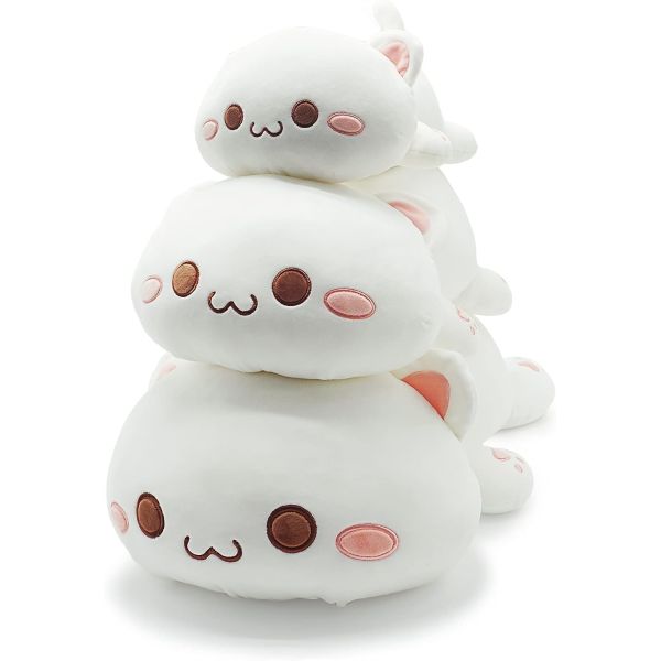 Onsoyours Cute Kitten Plush Toy 25.5" Stuffed Animal Pet Kitty Soft Anime Cat Large Plush Pillow for Kids (White A, 25.5