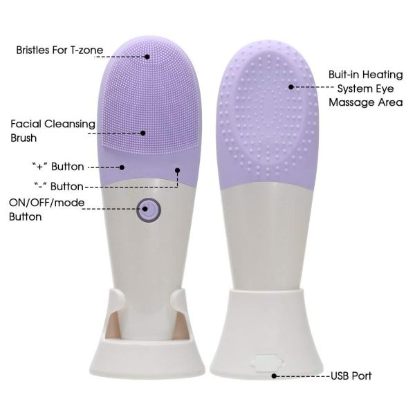 Electric Waterproof Silicone Face Pore Cleanser Massager Facial Cleansing Brush