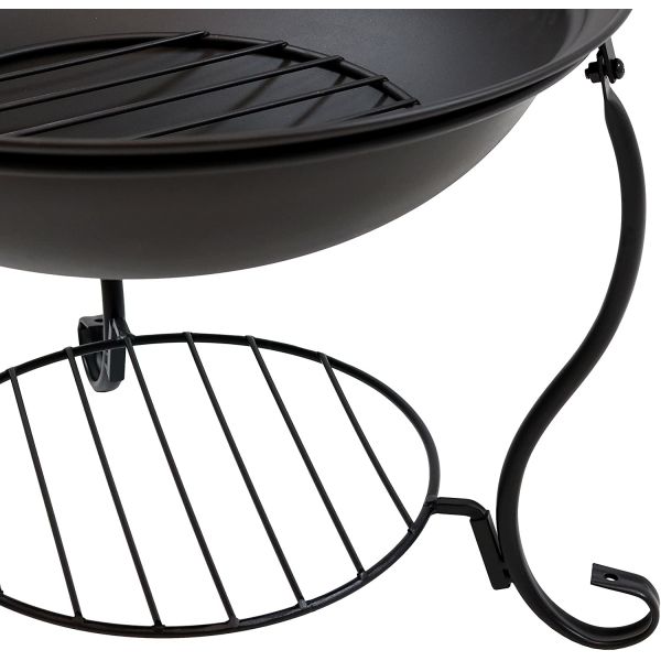 Steel Brazier Bowl - Black Outdoor Wood Burning Fire Pit Wood Stove Patio Fireplace