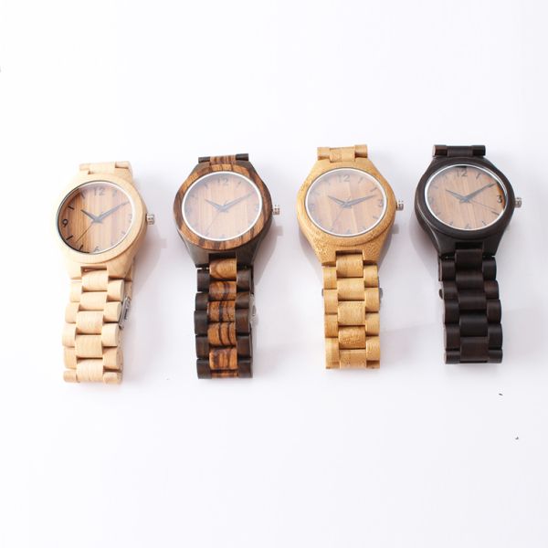 Men Wooden Wrist Watch Dial 3 Atm Water Resistant Bamboo Quartz Watch
