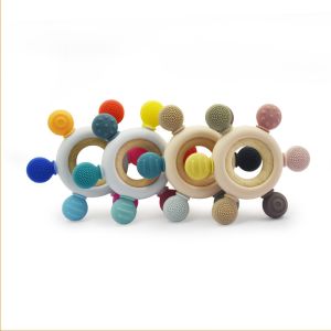 BSCI Food Grade Silicone Teether EN71 BPA Free Nuby Wood