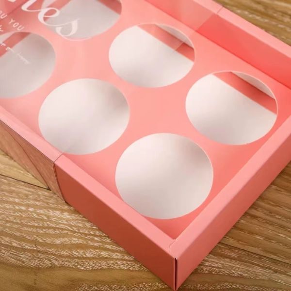 CMYK PMS Recycled Paper Gift Box 6 Compartment Cupcake Container