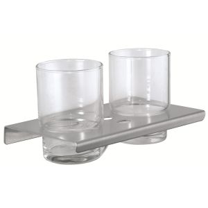 Quality Wall Mounted Double Toothbrush Holder Bathroom Glass Tumbler Holder for sale
