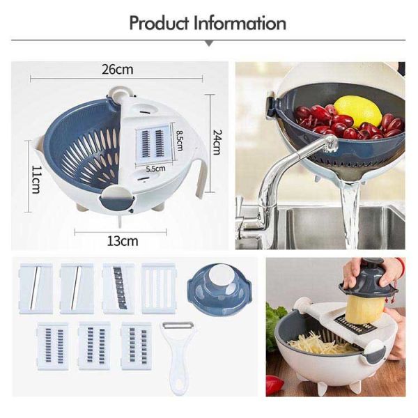 Multi Blades Plastic Vegetable Manual Slicer With Fruit Peeler White