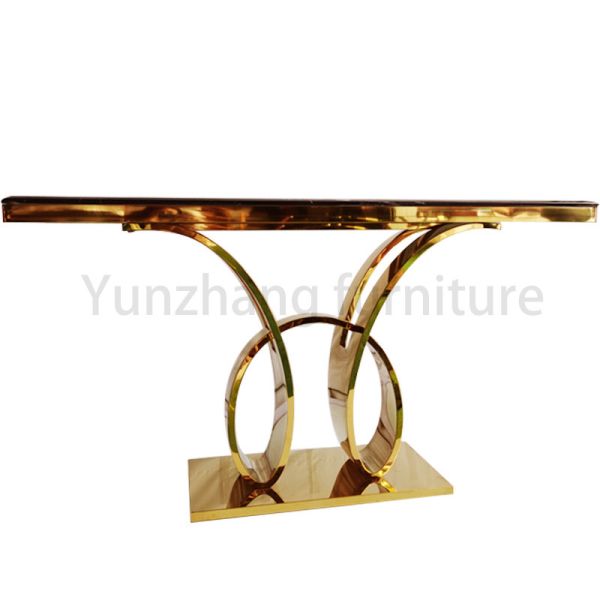 Entryway Top Modern Gold Console Table Faux Rectangular Marble Top durable