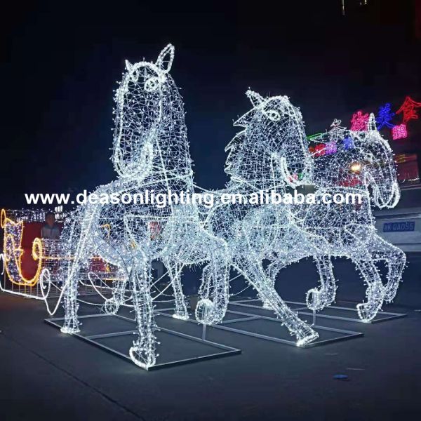 christmas horse lighted carriage