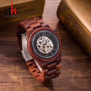 Luxury Waterproof Wood Watch , Mechanical Wooden Automatic Watch