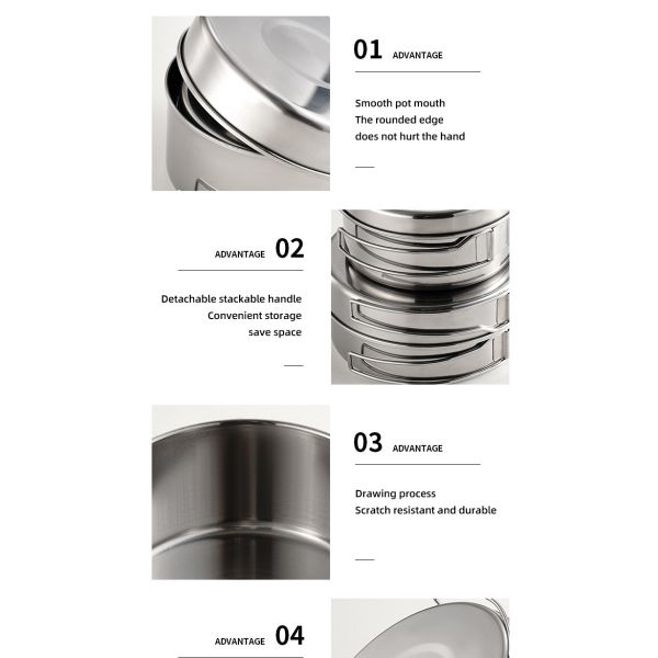 Stainless Steel Material Outdoor Cookware Set For Camping