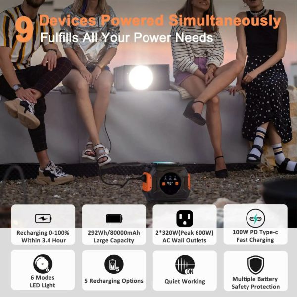 EU Warehouse 80000mAh Camping Portable Power Supply 300 Watt Portable Power Station