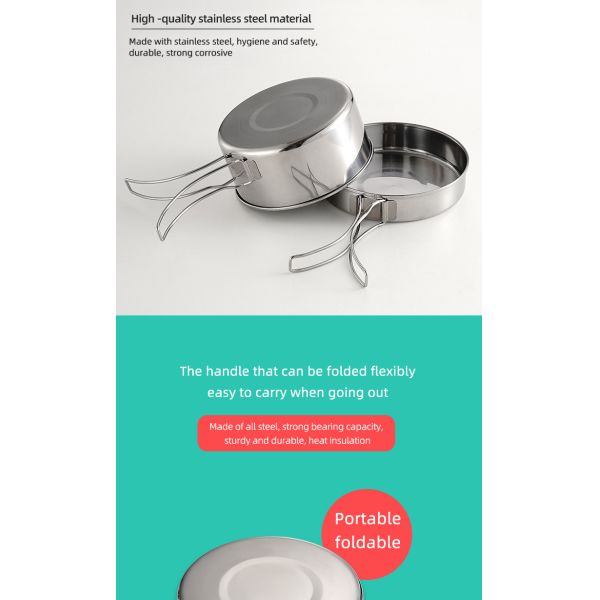Stainless Steel Material Outdoor Cookware Set For Camping