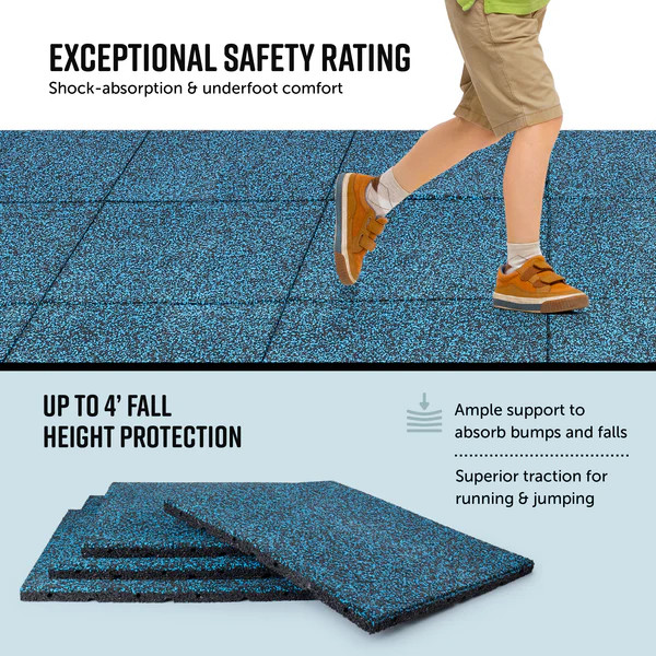 Blue Sports Floor Tiles 500X500X20mm Rubber Floor Tiles Anti Slip