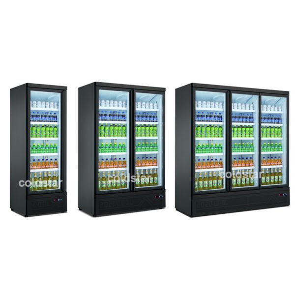 Double Door Vertical Refrigerator Showcase Energy Drink Cold Storage Display Fridge