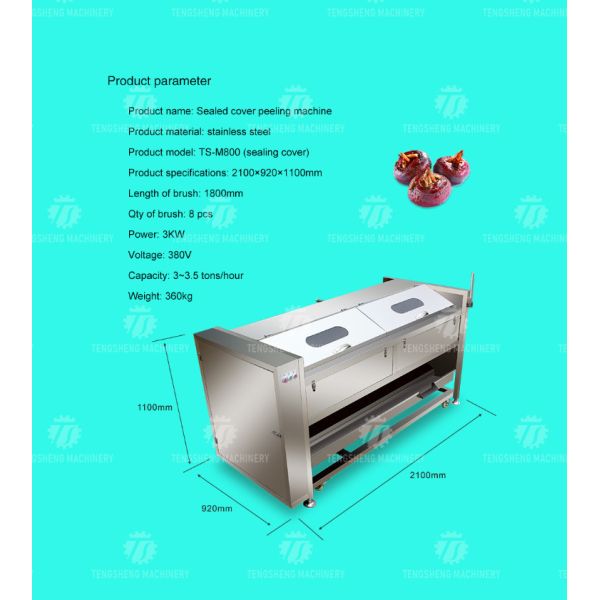 380KG Stainless steel roller cleaning machine, ginger, taro, lotus root, cleaning and peeling machine