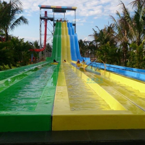 High Platform Racer Water Slide Fiberglass Material For Water Amusement Park