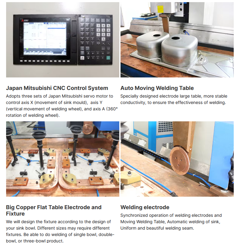 Hwashi Automatic 304 Stainless Steel Sink Rolling Seam Welding Machine CNC Sink Welding Machine/Undermount Kitchen Sink