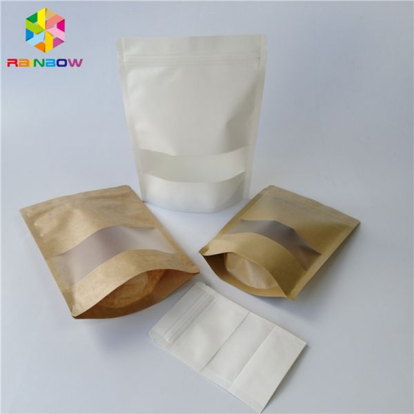 Reusable Lamination Plastic Food Packaging White Brown Paper Customized Printing