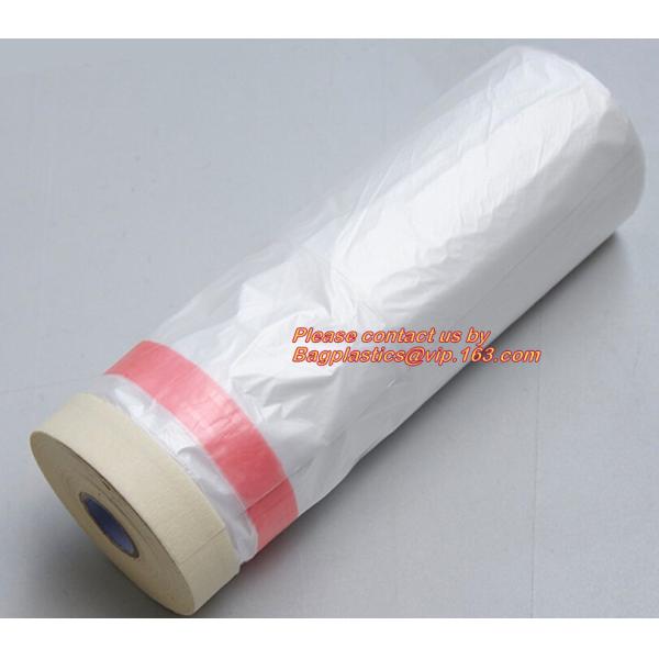 Crepe paper tape masking film, Pre-folded Plastic Film Reel, Pre-taped Plastic bulk roll, hot sale car paint window pr
