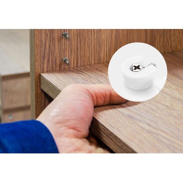 Durable White Metal ABS Shelf Support Pegs Premium Furniture Panel Connectors For Knock-Down Assembly (K/D)