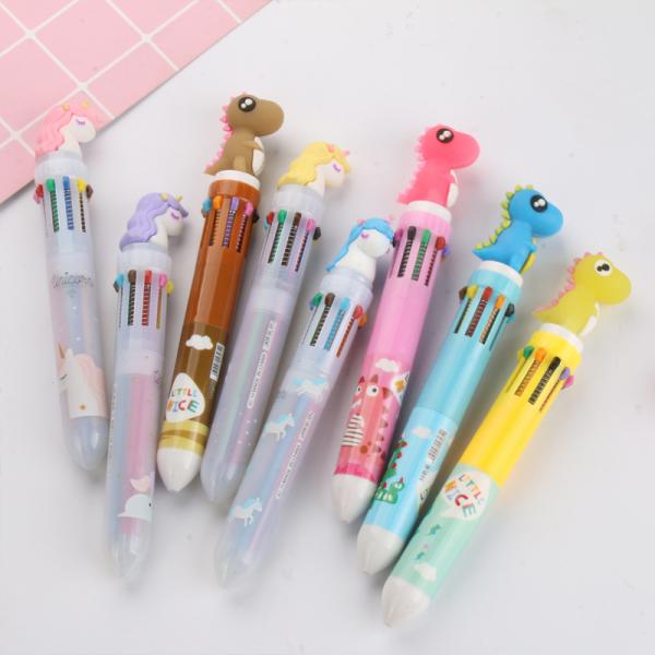 Office School Red Ink 6 Color Ballpoint Pen Cartoon Design Creative Hand Account Pen