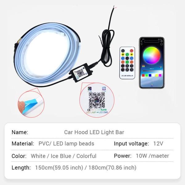Flexible 12V Led Car Hood Lights Strip Auto Engine Cover Atmosphere Daytime Running Light