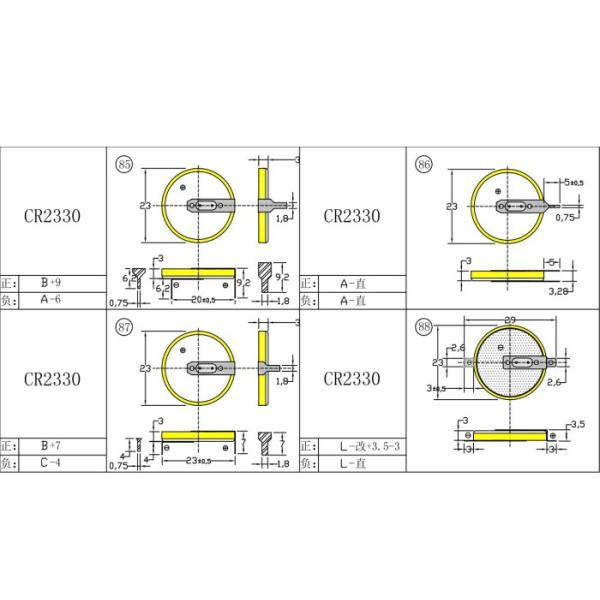 High Efficiency Lithium Coin Cell CR2330 250mAh For Remote Control Toys