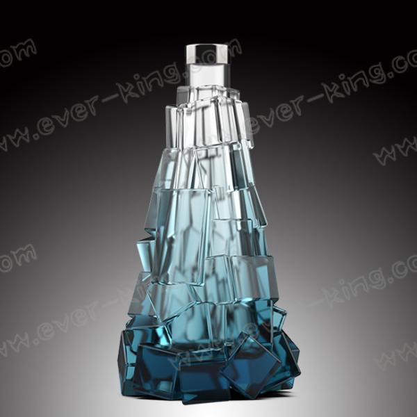 Ice Block Shaped 750ml Clear Flint Glass Bottles For Brandy