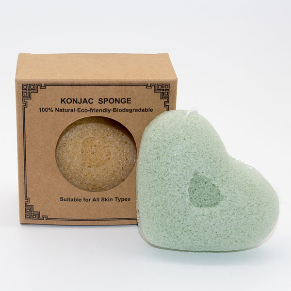 Beige Natural Konjac Facial Cleansing Sponge Eco Friendly Heart Bath Sponge