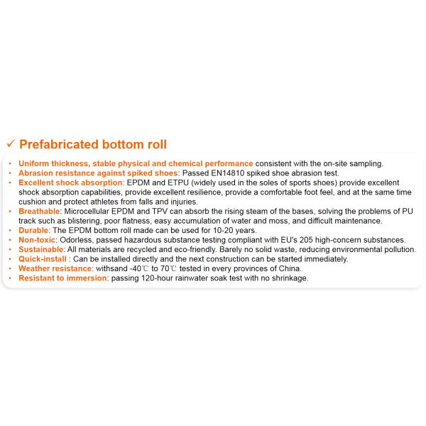14mm Quick-Install Recycled Rubber Roll for Outdoor Running Tracks