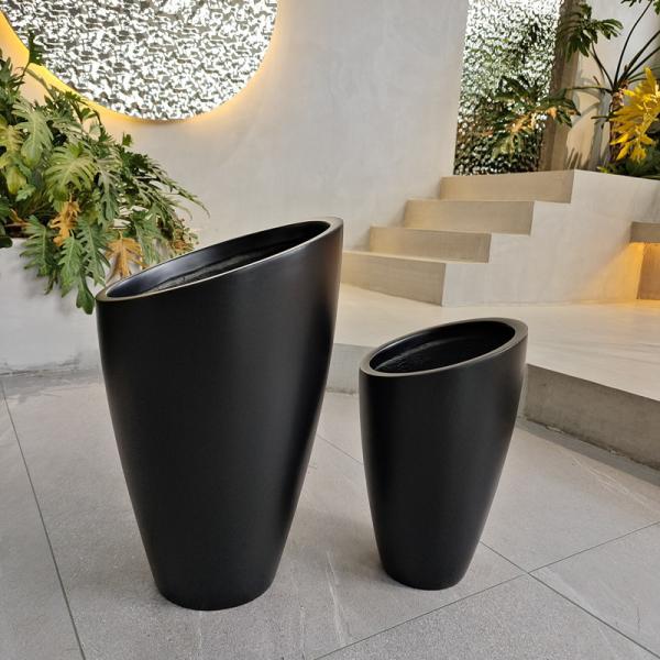 Modern Fiberglass Rectangular Flower Pots With Matte Finish