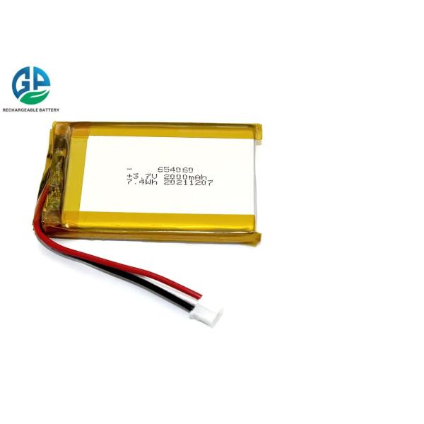 Li Ion KC Lipo Battery Pack 654060 , 3.7V 7.4WH 2000mAh Lithium Polymer Battery Pack