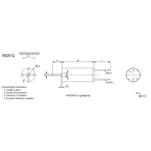 8520-Q high speed DC motor / 50000rpm 3.7v 8mm DC motor for quadcopter