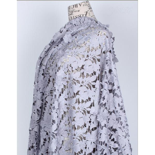 100% Cotton Fiber Water Soluble Embroidery Fabric with Lace applique Black Ivory