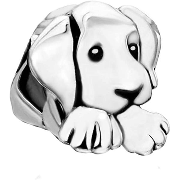 1.5-2.5mm SBI Jewelry Dog Lying Silver Bead Charms For Bracelets Necklace Pendant