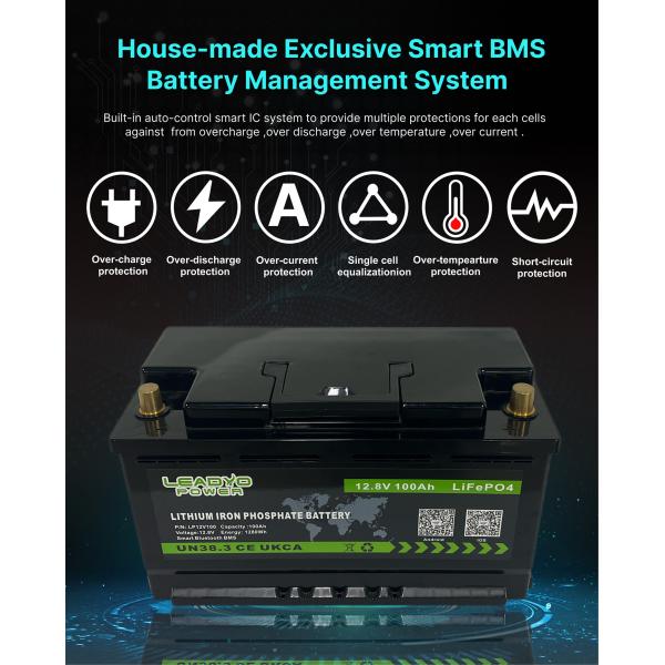 Deep Cycle RV Camper Van LiFePO4 Battery L5 12V 100Ah Camping Car Batteries