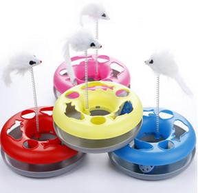 Quality Pet Plastic Turntable With Sounding Bell Ball Feather Mouse Pet Cat Toy for sale
