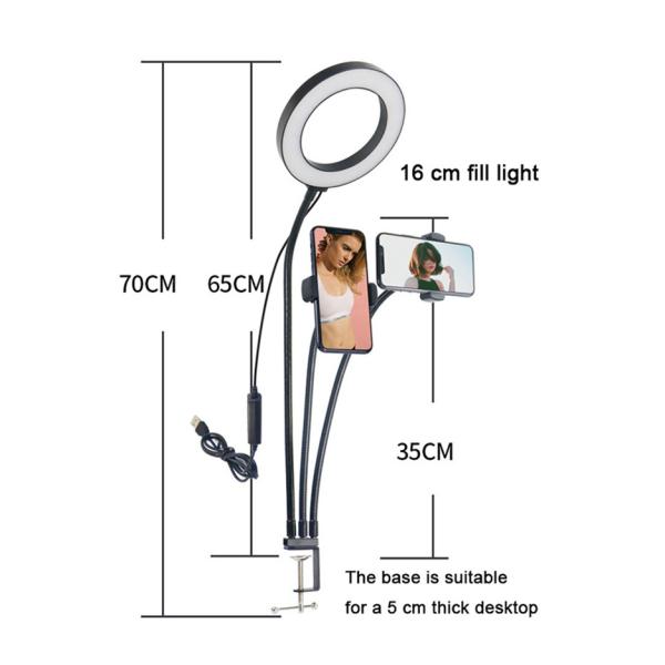 Universal Selfie Ring Light With Flexible Mobile Phone Holder Lazy Bracket Desk Lamp LED Light For Live Stream Office