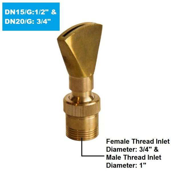 1" Fully Brass Adjustable Direction Fan Water Fountain Nozzle Jet Water Pond Sprilker
