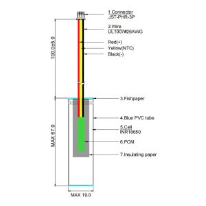 Rechargeable Li-ion Battery Pack LIC18650 3.6 V 3350mAh