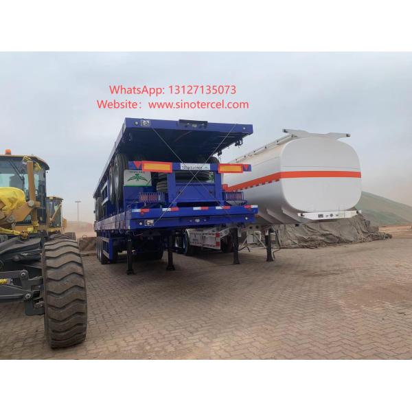 3 Axle Blue Flatbed Semi Trailer 2×20Feet Or 40Feet For Container Carrying 50-60Tons