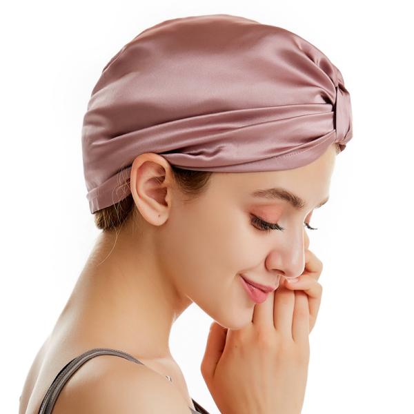 pink 100% Pure Silk Hair Bonnet , 43cm Mulberry Silk Head Cover