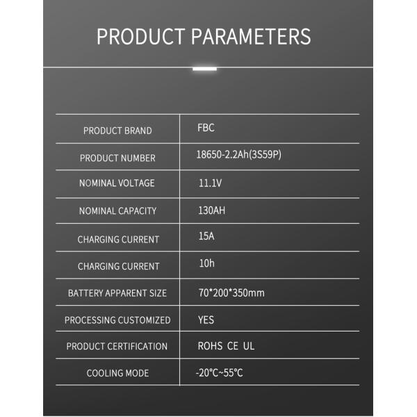 11.1V 130AH Bicycle Car Deep Cycle Battery Lithium Ion Rechargeable 3.7 V 18650 Battery